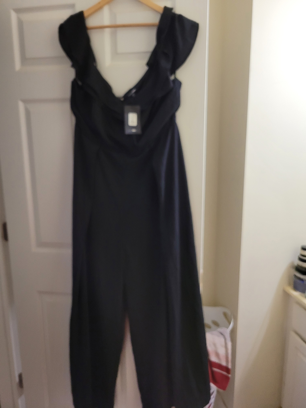 Fashion Nova Black Jumpsuit with Ruffle Straps
